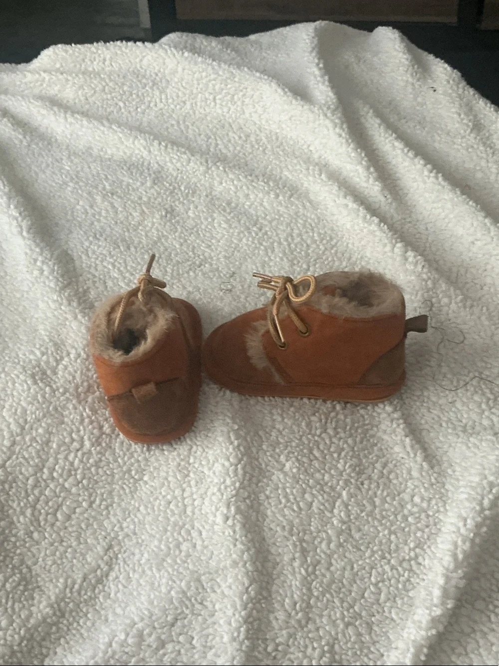 Plush Lined Baby Walker Booties in Chestnut Brown